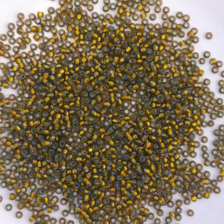 Miyuki Seed Beads Size 15 Silver Lined Golden Olive 3gm Bag