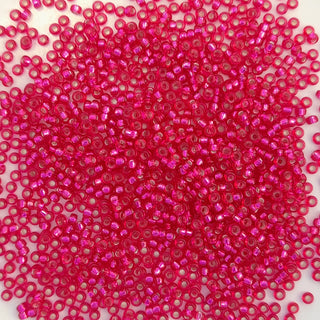 Miyuki Seed Beads Size 15 Transparent Silver Lined Raspberry 3gm Bag