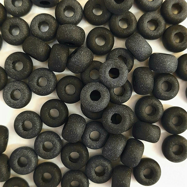 Czech Seed Beads Size 2 Matte Jett Black 7.5gm Bag