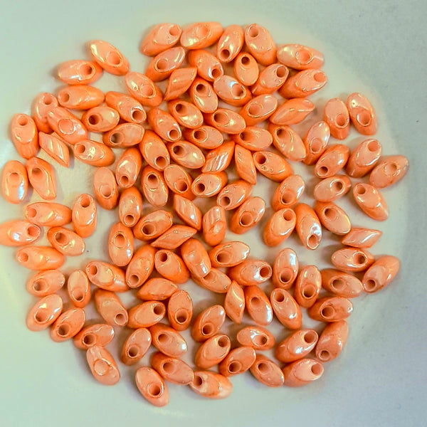 Miyuki Long Magatama Beads 4x7mm Opaque Salmon 7.5gm Bag