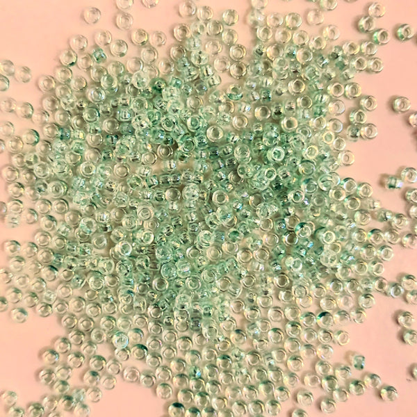 Miyuki Seed Beads Size 15 Light Mint Lined Crystal AB 3gm Bag