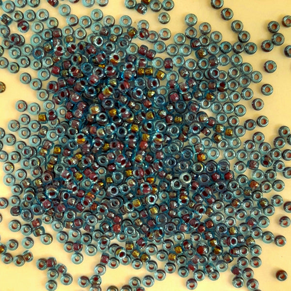 Miyuki Seed Beads Size 15 Magenta Lined Aqua Lustre 3gm Bag