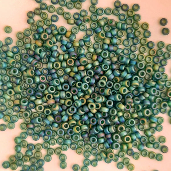 Miyuki Seed Beads Size 15 Matte Emerald AB 3gm Bag