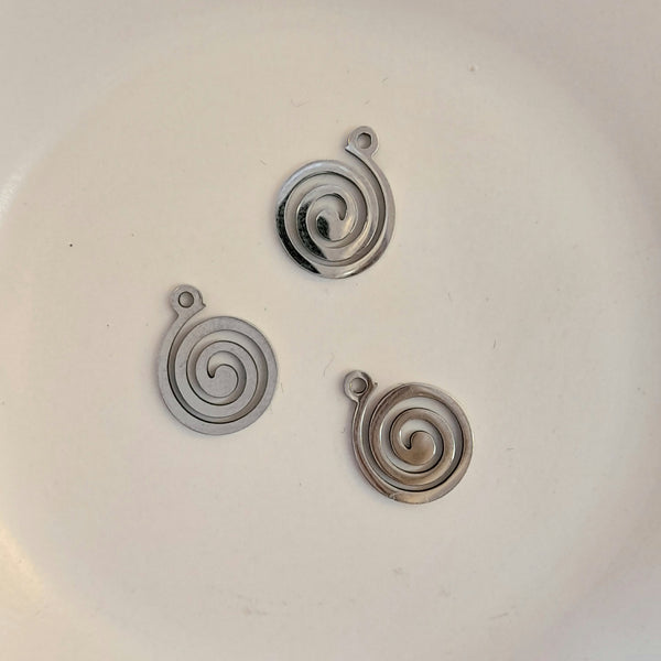 Charm-Silver Flat Spiral