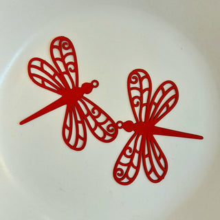 Charm-Red Etched Dragonfly
