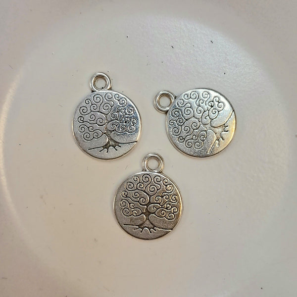 Charm-Silver Disc Tree Of Life
