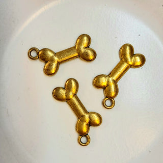 Charm-Gold Dog Bone