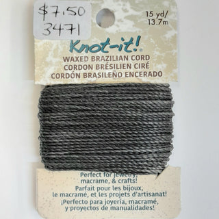 Knot It - Waxed Brazilian Cord - Dark Grey - 13.7m