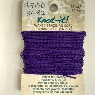 Knot It - Waxed Brazilian Cord - Purple 13.7m