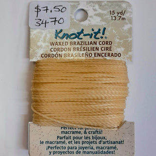 Knot It - Waxed Brazilian Cord - Cream 13.7m