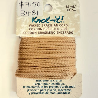 Knot It - Waxed Brazilian Cord - Natural 13.7m