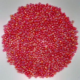 Miyuki Seed Beads Size 11 Silver Lined Flame Red AB 7.5gm Bag