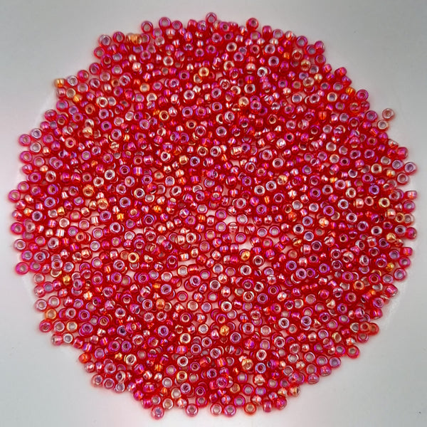 Miyuki Seed Beads Size 11 Silver Lined Flame Red AB 7.5gm Bag