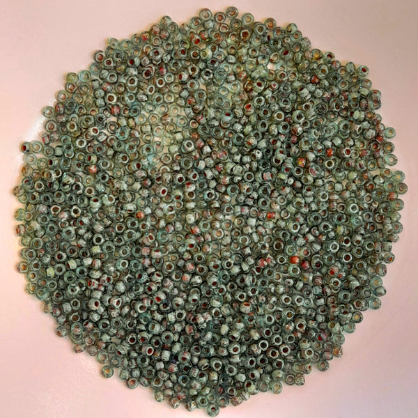 Miyuki Seed Beads Size 11 Transparent Picasso Olivine 7.5gm Bag