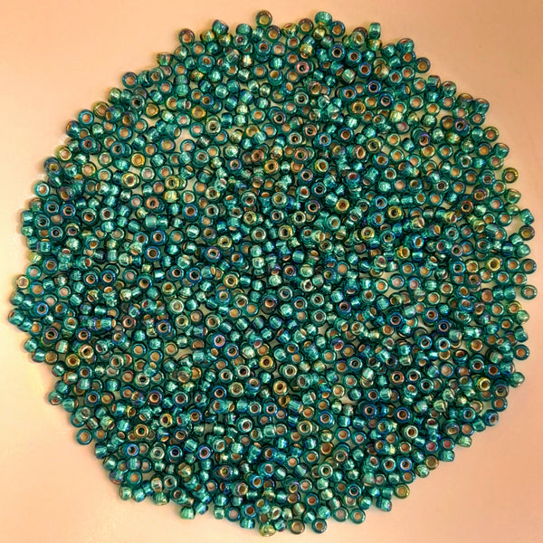 Miyuki Seed Beads Size 11 Silver Lined Emerald AB 7.5gm Bag