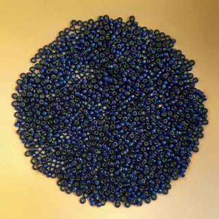Miyuki Seed Beads Size 11 Metallic Emerald Lined Dark Sapphire 7.5gm Bag