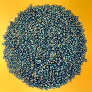 Miyuki Seed Beads Size 11 Matte Transparent Capri Blue AB 7.5gm Bag
