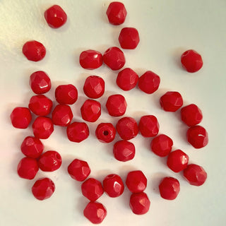 Czech Fire Polished 4mm Faceted Opaque Red 20 Pack