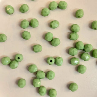 Czech Fire Polished 4mm Faceted Opaque Fresh Green 20 pack