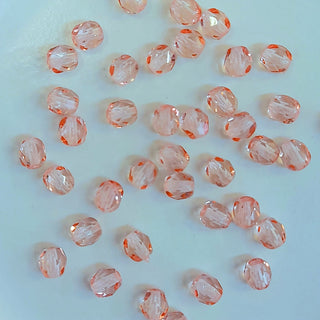 Czech Fire Polished 4mm Faceted Round Transparent Peach Pink 20 Pack