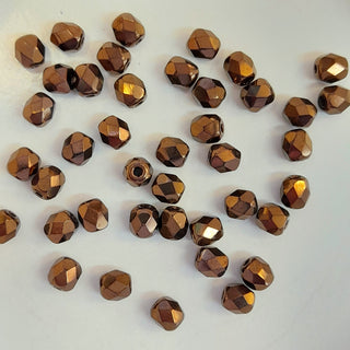 Czech Fire Polished 4mm Faceted Round Dark Bronze 20 Pack