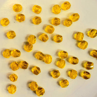 Czech Fire Polished 4mm Faceted Round Transparent Yellow 20 Pack