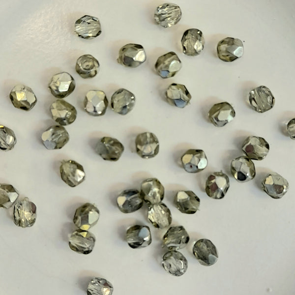 Czech Fire Polished 4mm Faceted Round Pale Yellow Gold 20 Pack