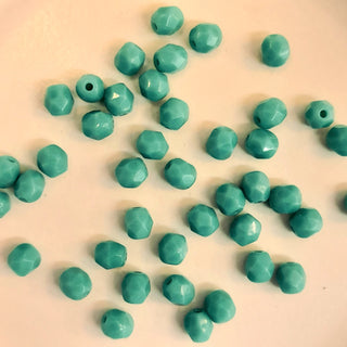 Czech Fire Polished 4mm Faceted Round Opaque Turquoise 20 Pack