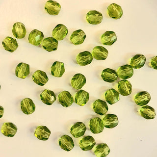 Czech Fire Polished 4mm Faceted Round Transparent Lime 20 Pack