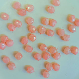 Czech Fire Polished 4mm Faceted Round Opaque Opal Pink 20 Pack