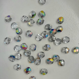 Czech Fire Polished 4mm Faceted Round Vitrail Crystal Silver AB 20 Pack