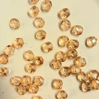 Czech Fire Polished 4mm Faceted Round Crystal Champagne 20 pack