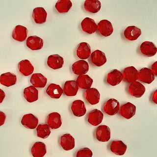 Czech Fire Polished 4mm Faceted Round Transparent Ruby Red 20 Pack