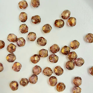 Czech Fire Polished 4mm Faceted Round Copper Bronze Crystal Lustre 20 pack