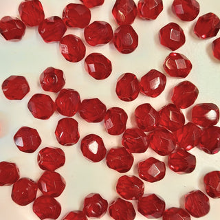 Czech Fire Polished 6mm Faceted Round Transparent Red