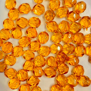 Czech Fire Polished 6mm Faceted Round Transparent Golden Honey
