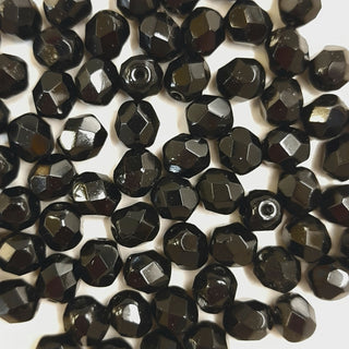 Czech Fire Polished 6mm Faceted Round Black