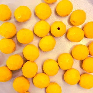 Czech Fire Polished 8mm Faceted Round Opaque Yellow