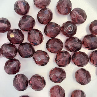 Czech Fire Polished 8mm Faceted Round Transparent Amethyst