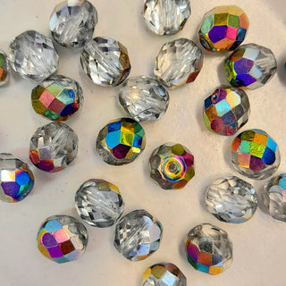 Czech Fire Polished 8mm Faceted Round Vitrail