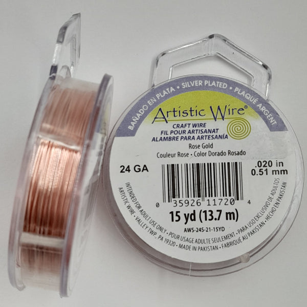 Artistic Wire - 24 Gauge Rose Gold (Silver Plated)