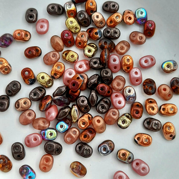 Czech Superduo Beads Copper Canyon Mix 7.5gm Bag