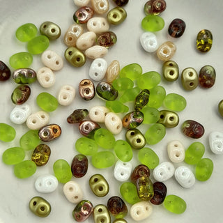 Czech Superduo Beads Key Lime Pie Mix 7.5gm Bag