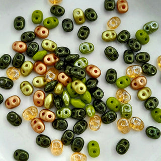 Czech Superduo Beads Rainforest Mix 7.5gm Bag