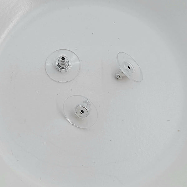Silver Earring Stud Backing With Acrylic Surround