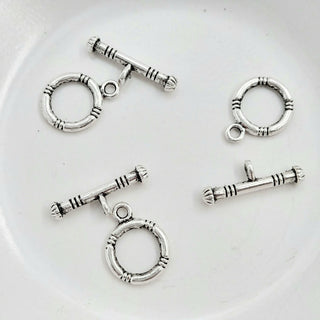 Findings - Metal Circle Shaped Toggle Clasp Antique Silver