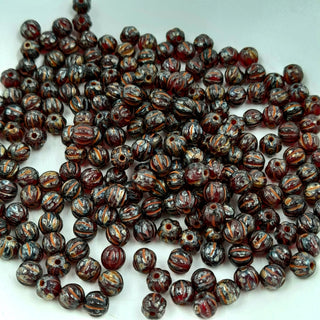 Czech Glass 4mm Melon Ruby Red With Picasso Finish