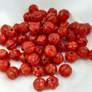 Czech Glass 8mm Melon Ladybug Red With Bronze Wash