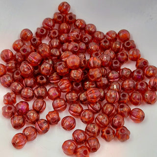 Czech Glass 6mm Large Hole Melon Boysenberry With Gold Lustre & Pink Wash