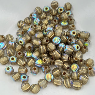 Czech Glass 6mm Large Hole Melon Gold With AB Finish & Gold Wash